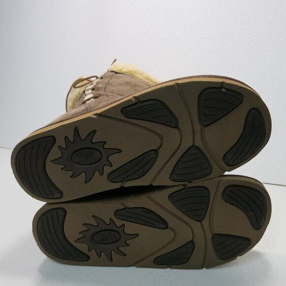 UGG Australia 5163 Upside Brown Corset Suede Leather Insulated Boots Footwear 10 - Picture 3 of 6